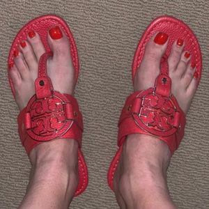 Tory Burch Coral/PInk Leather Flats